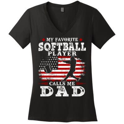 Softball Player Calls Me Dad Women's V-Neck T-Shirt