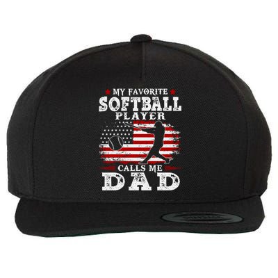 Softball Player Calls Me Dad Wool Snapback Cap