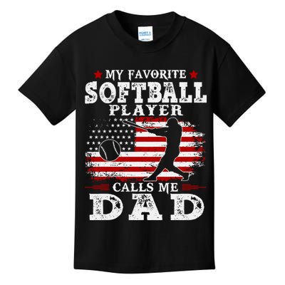 Softball Player Calls Me Dad Kids T-Shirt