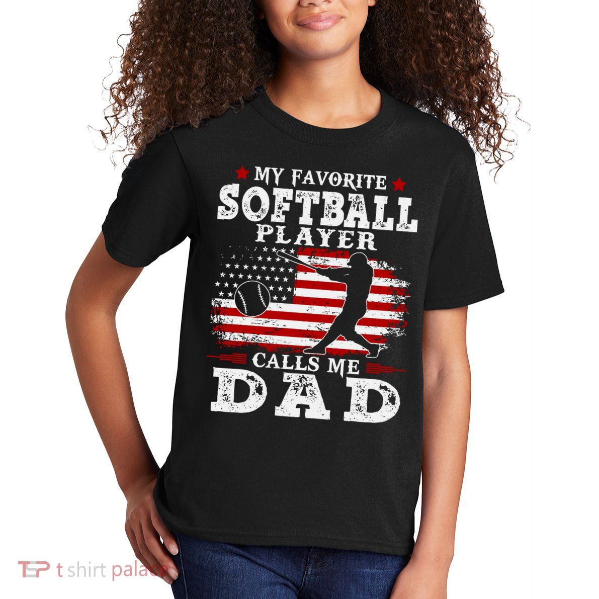 Softball Player Calls Me Dad Kids T-Shirt