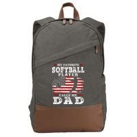 Softball Player Calls Me Dad Cotton Canvas Backpack
