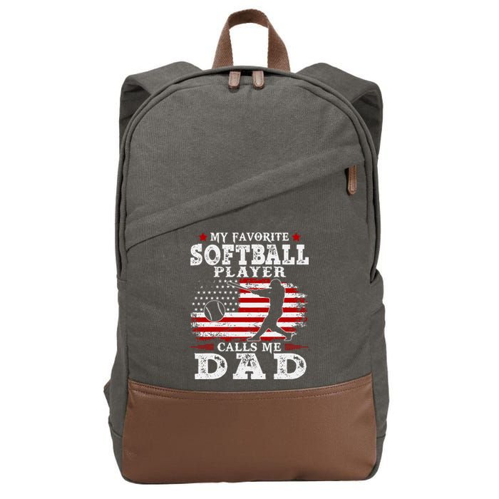 Softball Player Calls Me Dad Cotton Canvas Backpack