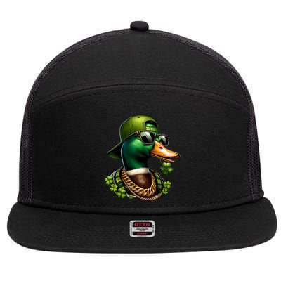 Saint Patricks Call Me Lucky Mallard Duck St PatrickS Day 7 Panel Mesh Trucker Snapback Hat