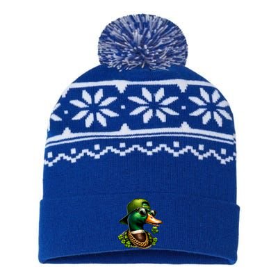 Saint Patricks Call Me Lucky Mallard Duck St PatrickS Day USA-Made Snowflake Beanie