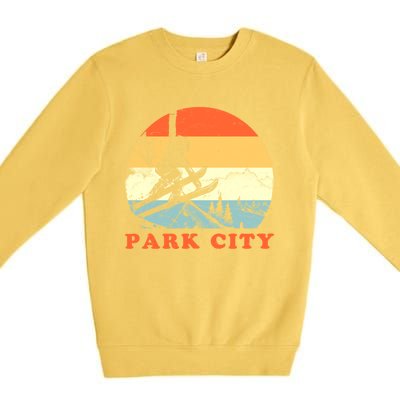 Ski Park City Utah Vintage Snow Skiing Vacation Gift Premium Crewneck Sweatshirt