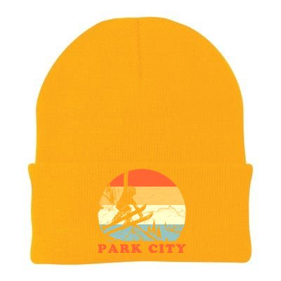 Ski Park City Utah Vintage Snow Skiing Vacation Gift Knit Cap Winter Beanie