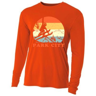 Ski Park City Utah Vintage Snow Skiing Vacation Gift Cooling Performance Long Sleeve Crew