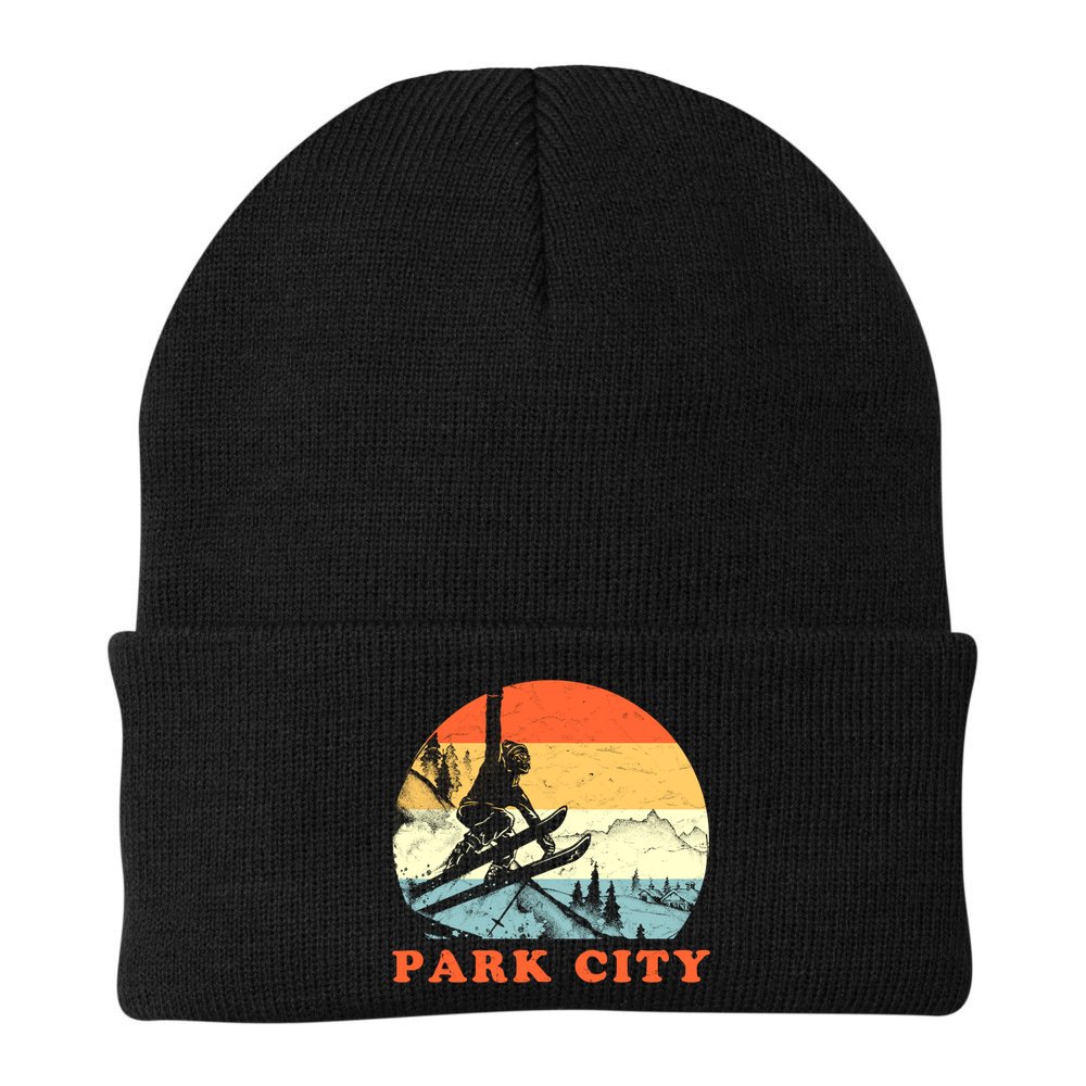 Ski Park City Utah Vintage Snow Skiing Vacation Gift Beanie