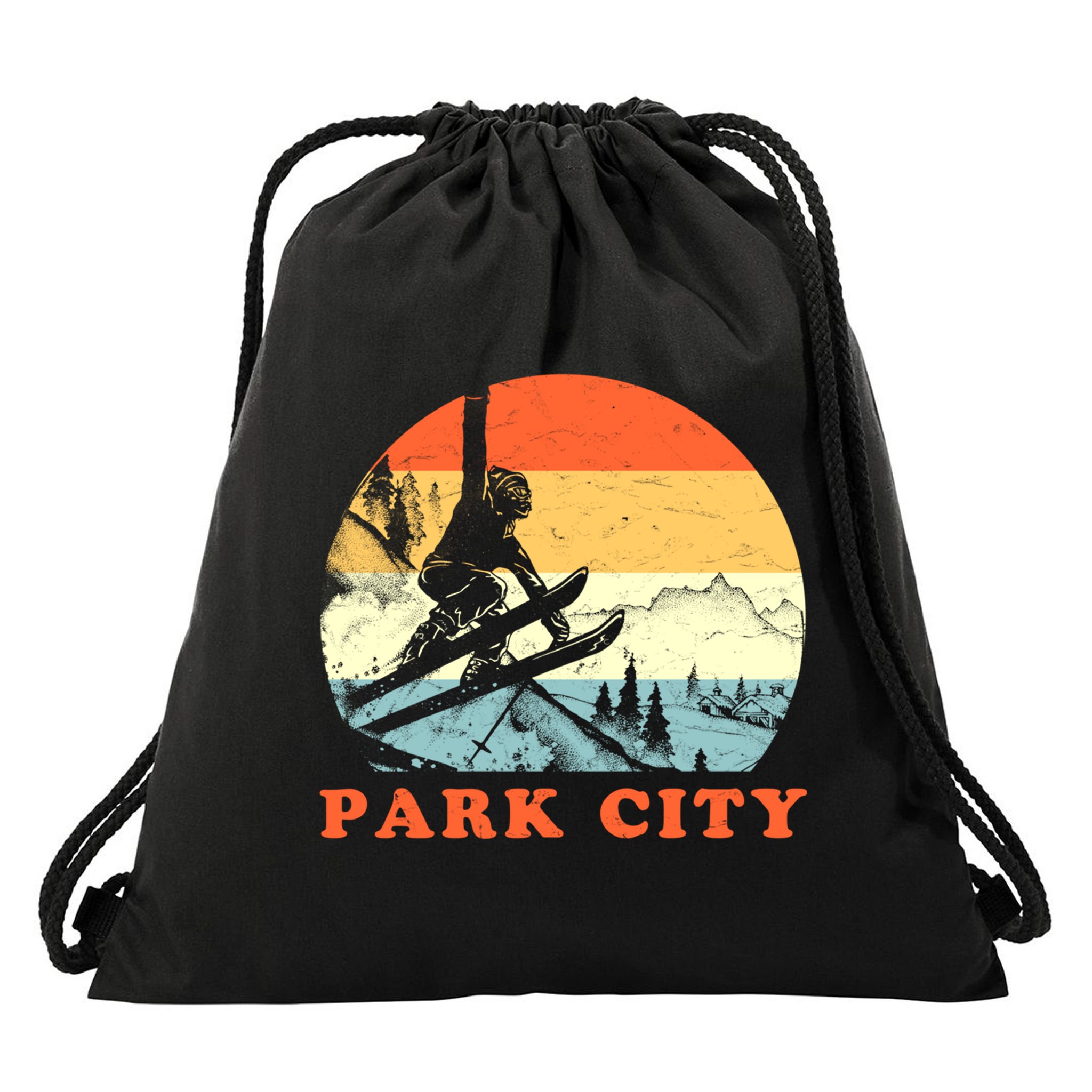 Ski Park City Utah Vintage Snow Skiing Vacation Gift Drawstring Bag