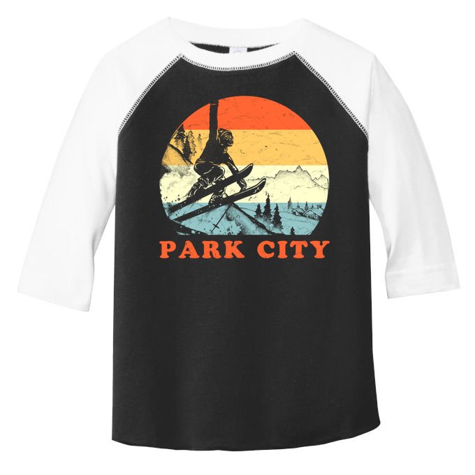 Ski Park City Utah Vintage Snow Skiing Vacation Gift Toddler Fine Jersey T-Shirt