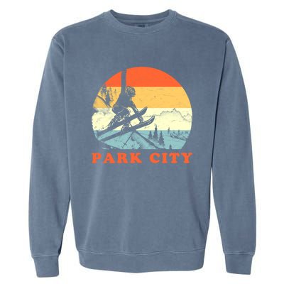 Ski Park City Utah Vintage Snow Skiing Vacation Gift Garment-Dyed Sweatshirt