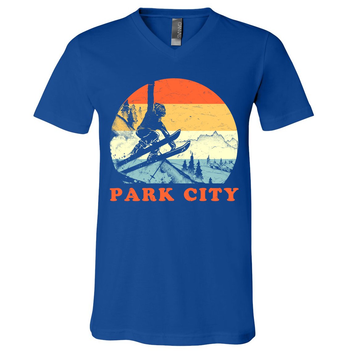 Ski Park City Utah Vintage Snow Skiing Vacation Gift V-Neck T-Shirt