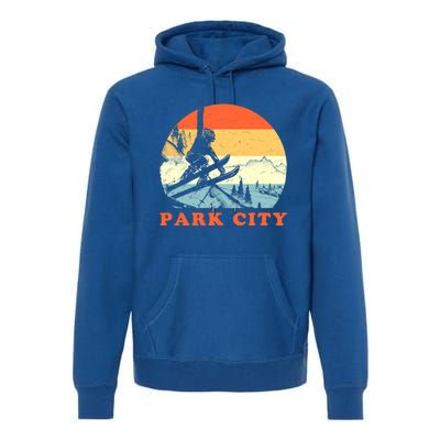 Ski Park City Utah Vintage Snow Skiing Vacation Gift Premium Hoodie