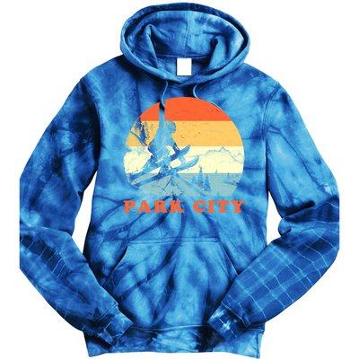 Ski Park City Utah Vintage Snow Skiing Vacation Gift Tie Dye Hoodie