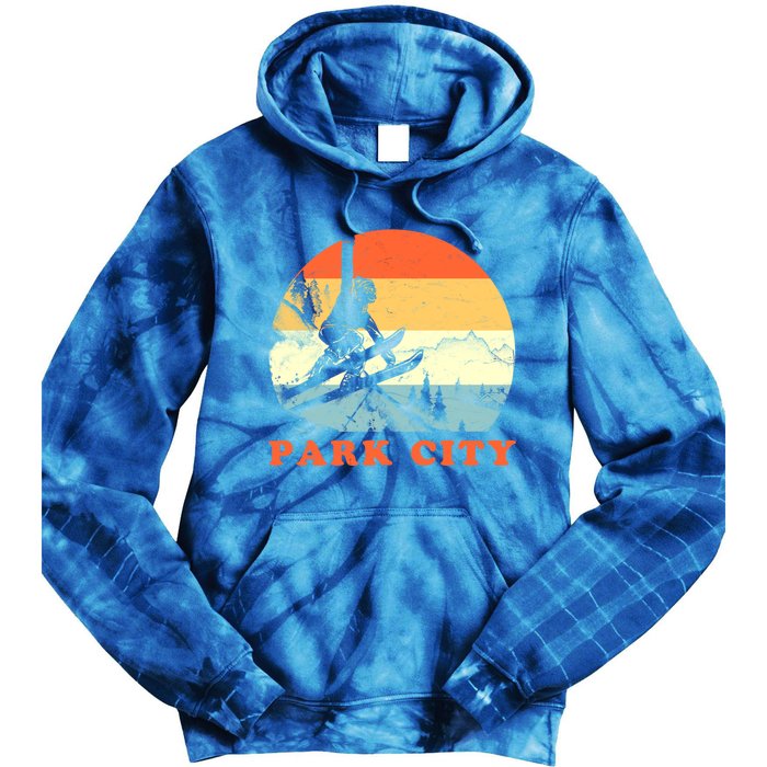 Ski Park City Utah Vintage Snow Skiing Vacation Gift Tie Dye Hoodie