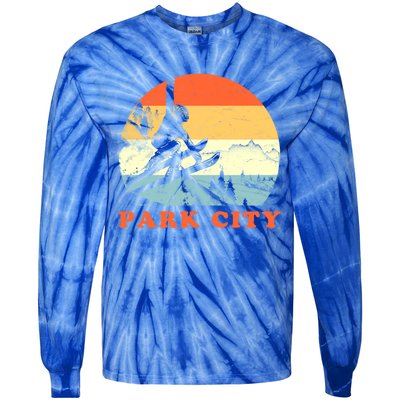 Ski Park City Utah Vintage Snow Skiing Vacation Gift Tie-Dye Long Sleeve Shirt