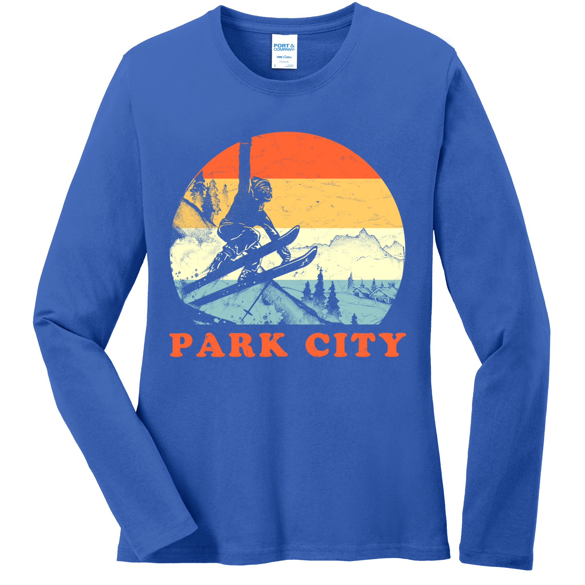 Ski Park City Utah Vintage Snow Skiing Vacation Gift Ladies Long Sleeve Shirt