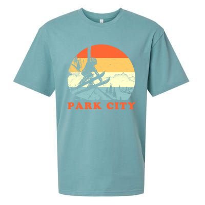 Ski Park City Utah Vintage Snow Skiing Vacation Gift Sueded Cloud Jersey T-Shirt