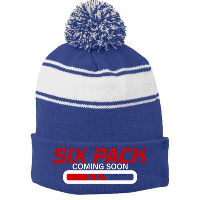 Six Pack Coming Soon Gift Stripe Pom Pom Beanie