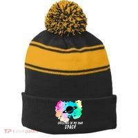 Space Planets Celestial UFO Universe Galaxy Stars Saturn Sky Stripe Pom Pom Beanie