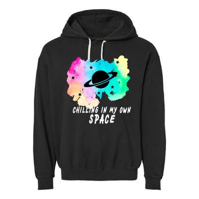 Space Planets Celestial UFO Universe Galaxy Stars Saturn Sky Garment-Dyed Fleece Hoodie