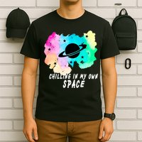 Space Planets Celestial UFO Universe Galaxy Stars Saturn Sky T-Shirt