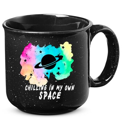 Space Planets Celestial UFO Universe Galaxy Stars Saturn Sky 15oz Campfire Ceramic Mug