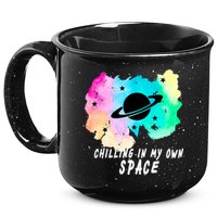 Space Planets Celestial UFO Universe Galaxy Stars Saturn Sky 15oz Campfire Ceramic Mug