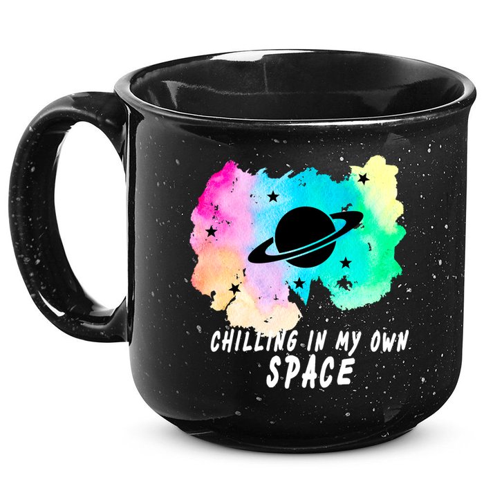 Space Planets Celestial UFO Universe Galaxy Stars Saturn Sky 15oz Campfire Ceramic Mug