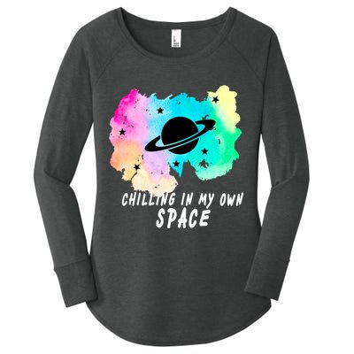 Space Planets Celestial UFO Universe Galaxy Stars Saturn Sky Women's Perfect Tri Tunic Long Sleeve Shirt