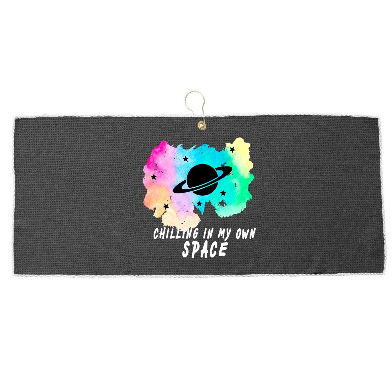 Space Planets Celestial UFO Universe Galaxy Stars Saturn Sky Large Microfiber Waffle Golf Towel