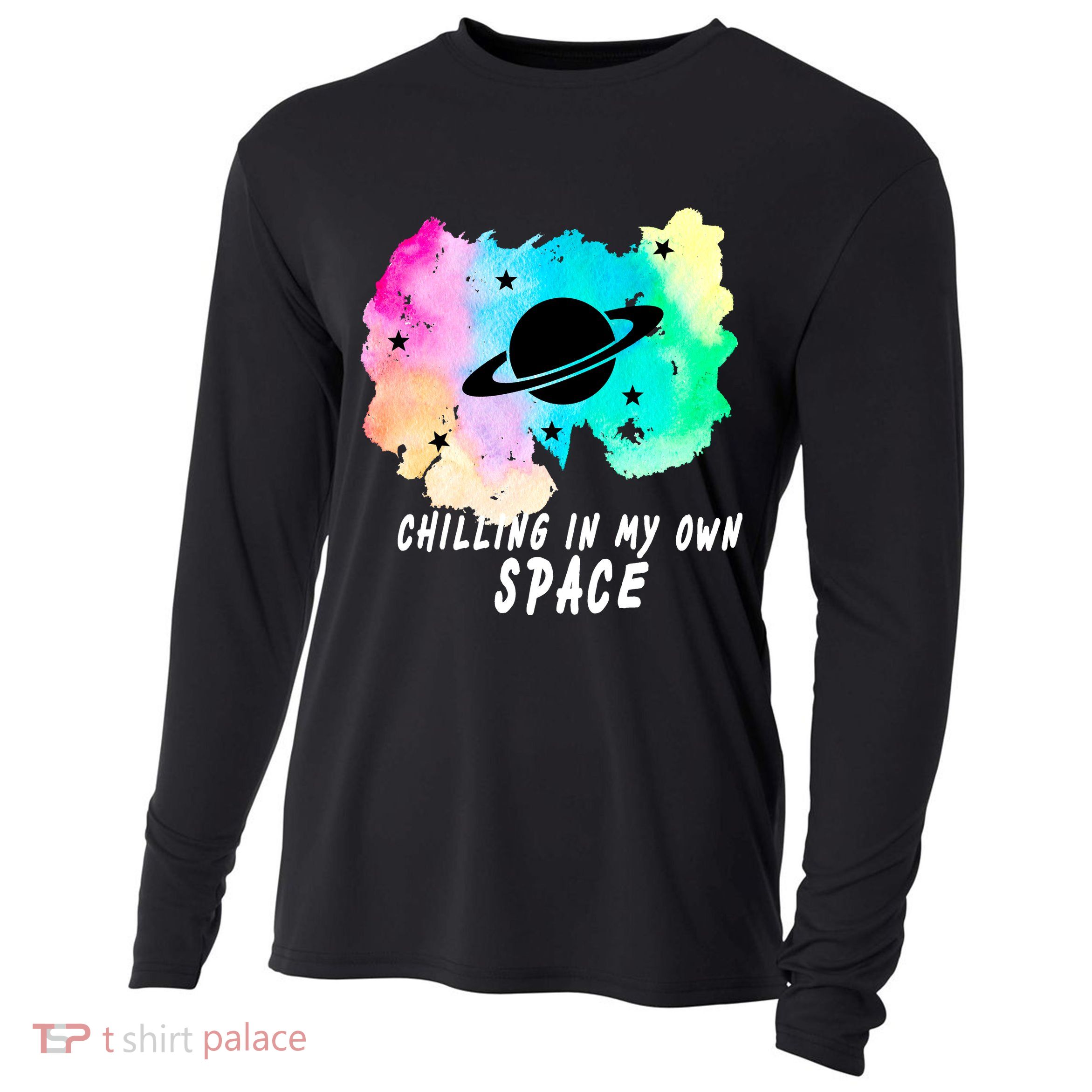 Space Planets Celestial UFO Universe Galaxy Stars Saturn Sky Cooling Performance Long Sleeve Crew