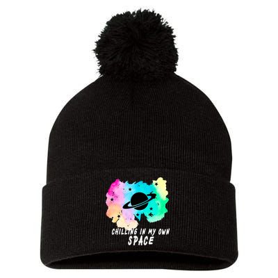 Space Planets Celestial UFO Universe Galaxy Stars Saturn Sky Pom Pom 12in Knit Beanie