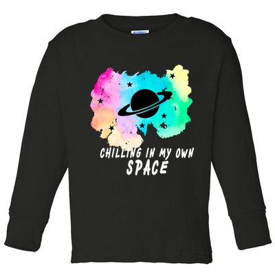 Space Planets Celestial UFO Universe Galaxy Stars Saturn Sky Toddler Long Sleeve Shirt
