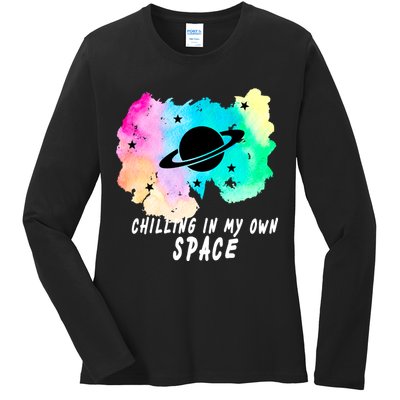 Space Planets Celestial UFO Universe Galaxy Stars Saturn Sky Ladies Long Sleeve Shirt
