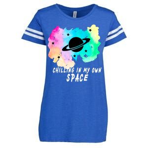 Space Planets Celestial UFO Universe Galaxy Stars Saturn Sky Enza Ladies Jersey Football T-Shirt