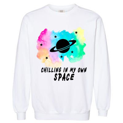Space Planets Celestial UFO Universe Galaxy Stars Saturn Sky Garment-Dyed Sweatshirt
