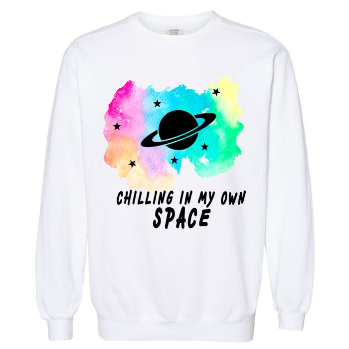 Space Planets Celestial UFO Universe Galaxy Stars Saturn Sky Garment-Dyed Sweatshirt