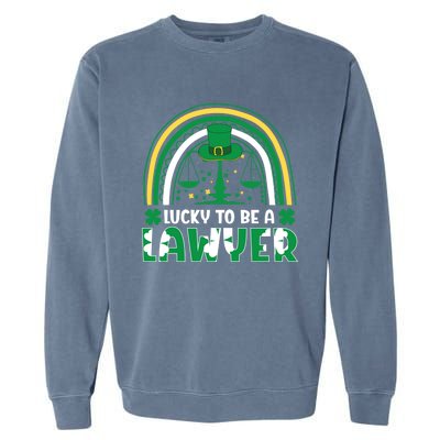 Saint Patrick Costume Rainbow Shamrock Lucky To Be A Lawyer Gift Garment-Dyed Sweatshirt