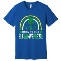 Saint Patrick Costume Rainbow Shamrock Lucky To Be A Lawyer Gift Premium T-Shirt