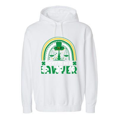 Saint Patrick Costume Rainbow Shamrock Lucky To Be A Lawyer Gift Garment-Dyed Fleece Hoodie