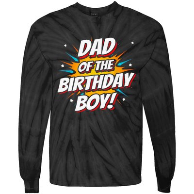 Superhero Party - Comics Birthday - Dad of Birthday Boy Tie-Dye Long Sleeve Shirt