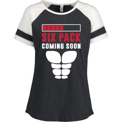 Six Pack Coming Soon Body And Fitness Lovers Funny Gift Meaningful Gift Enza Ladies Jersey Colorblock Tee