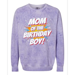 Superhero Party - Comics Birthday - Mom of Birthday Boy Colorblast Crewneck Sweatshirt