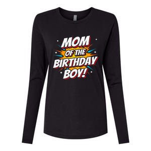 Superhero Party - Comics Birthday - Mom of Birthday Boy Womens Cotton Relaxed Long Sleeve T-Shirt