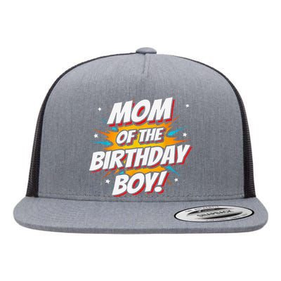 Superhero Party - Comics Birthday - Mom of Birthday Boy Flat Bill Trucker Hat