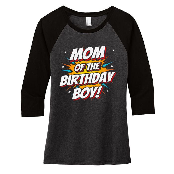 Superhero Party - Comics Birthday - Mom of Birthday Boy Women's Tri-Blend 3/4-Sleeve Raglan Shirt