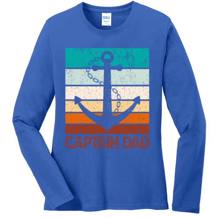 Super Papa Captain Dad Fathers Day Son Daughter Dad Gift Ladies Long Sleeve Shirt