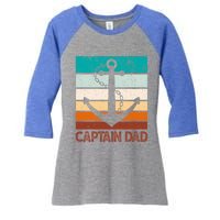 Super Papa Captain Dad Fathers Day Son Daughter Dad Gift Women's Tri-Blend 3/4-Sleeve Raglan Shirt