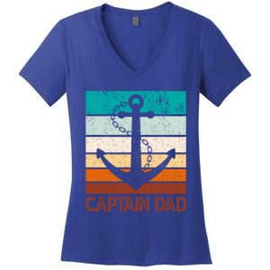 Super Papa Captain Dad Fathers Day Son Daughter Dad Gift Women's V-Neck T-Shirt